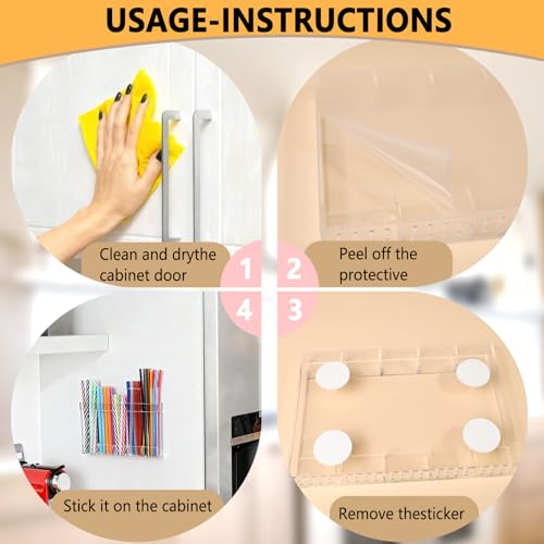 NTIERA New Upgrade 9.5" Large Acrylic Straw Holder for Cabinet Door-Reusable Tumbler Straw Organizer Storage,Small Kitchen Organizers and Storage Accessories Container,Ultra Sticky Cupboard Door Mounted - Image 5