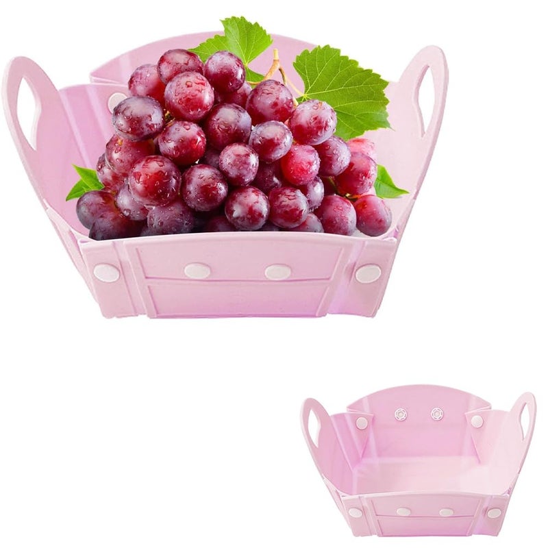 NYTRYD Collapsible Silicone Bowl, 2 in 1 Camping Collapsible Bowl and Plate Collapsible Clip Bowls Portable Placemats for Hiking Cup Tableware (Pink) - Image 1