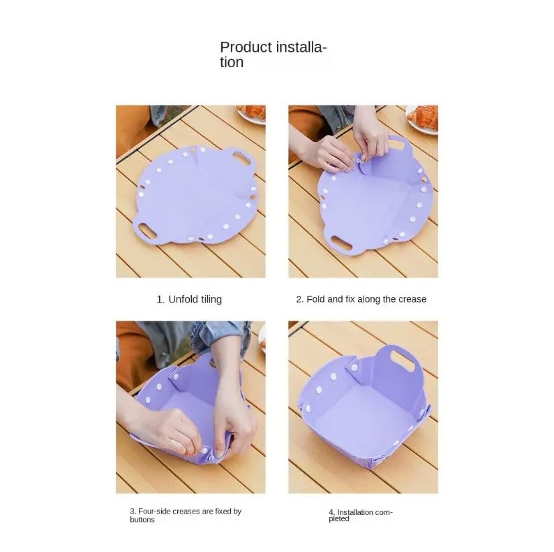 NYTRYD Collapsible Silicone Bowl, 2 in 1 Camping Collapsible Bowl and Plate Collapsible Clip Bowls Portable Placemats for Hiking Cup Tableware (Pink) - Image 3