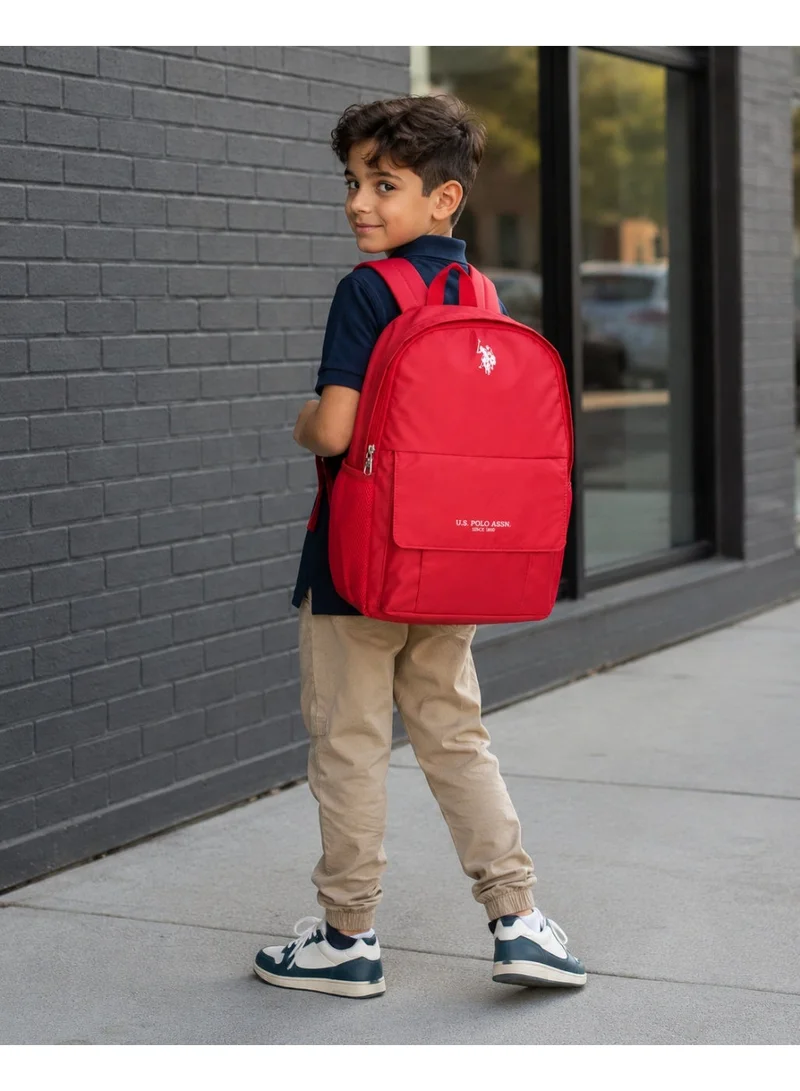 U.S. Polo Assn. BURGUNDRY U.S. Polo Assn. Classic Heritage Red Classic Flap Backpack for School and Office MultiCompartment Bag for Campus  | Best Price UAE