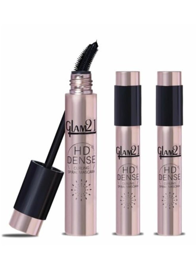 Glam 21HD Dense Mascara, With Petite Brush, Thermal Sensitive Technology, Smudge Proof, Water Proof, Voluminous Eyelashes, 16 Hours Long-wear (Black) | 10ml (Pack Of 3) - Image 1