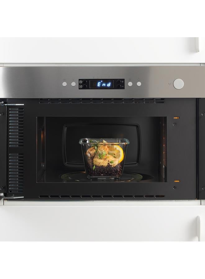 زبون وعاء طعام مع غطاء، زجاج مربع/خيزران، 1.2 لتر - Image 5