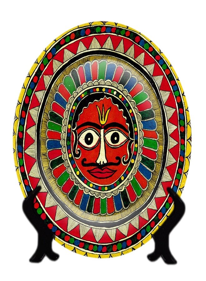 JIKRAA Ceramic Madhubani Print Handcrafted Plate (Multi_8.2 Inch X 8.2 Inch X 1.1 Inch) - Image 1
