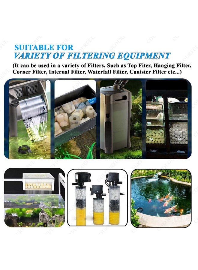 COLOURFUL - Aquarium Filter Media | Improved Water Quality and Healthy Fish Tanks | 10 Piece Bio Ball + 150g Yellow Bacterial Ring + 150g Activated Carbon, (3 in 1 Filter Media with Net Bag, Combo-5) - Image 2