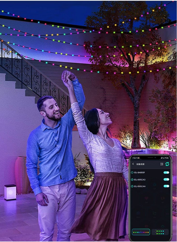 Perfii - RGB String Lights, 200LED, Music Sync, Smart LED Outdoor Lights, App Remote, Compatible with Alexa Google and Siri - Image 1