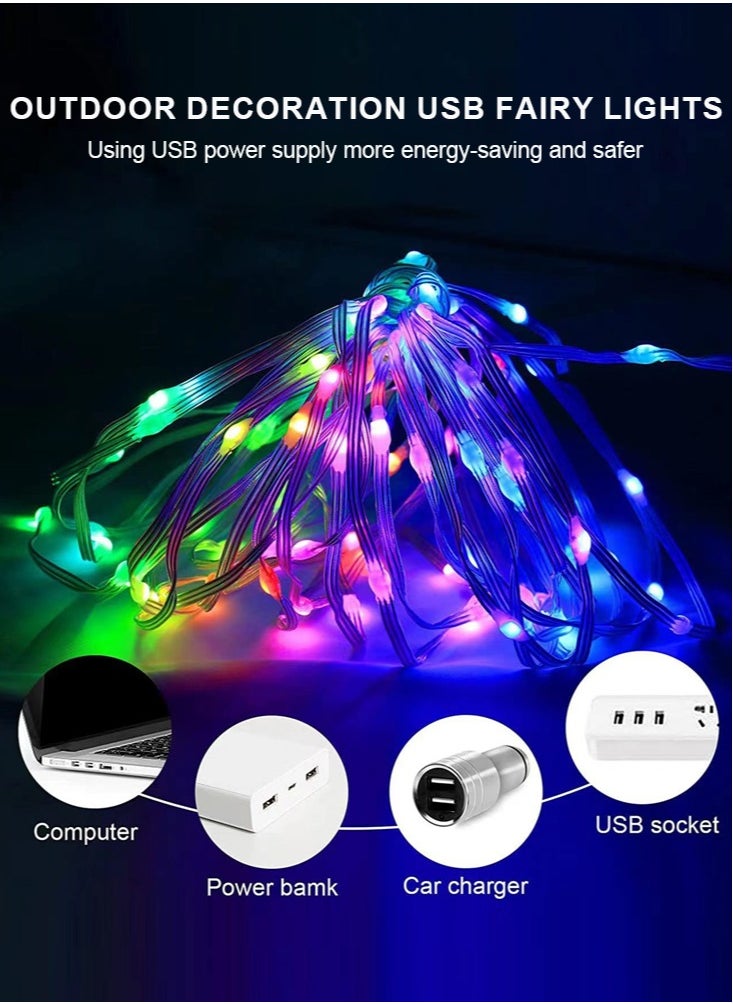 Perfii - RGB String Lights, 200LED, Music Sync, Smart LED Outdoor Lights, App Remote, Compatible with Alexa Google and Siri - Image 1