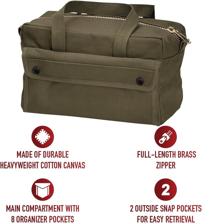 Rothco Mechanics Tool Bag with Brass Zipper in Olive Drab - Image 2