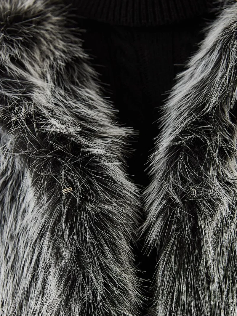 Bianco Lucci Multicolor LUCCI Boxy Crop Faux Fur Coat for Women | Best Price UAE