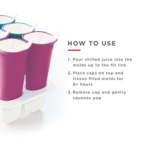 Zoku Summer Pops, 6 Squeezable Silicone Molds with Reusable Spill-resistant Lids and Tray, BPA-free - Image 2