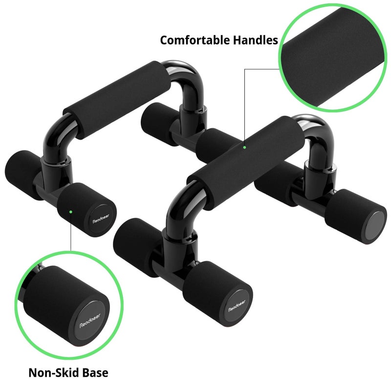 Readaeer Push Up Bars Gym Exercise Equipment Fitness 1 Pair Pushup Handles with Cushioned Foam Grip and Non-Slip Sturdy Structure Push Up Bars for Men & Women (Black) - Image 3