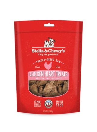 Freeze Dried Raw Single Ingredient Chicken Hearts Dog Treats Bag