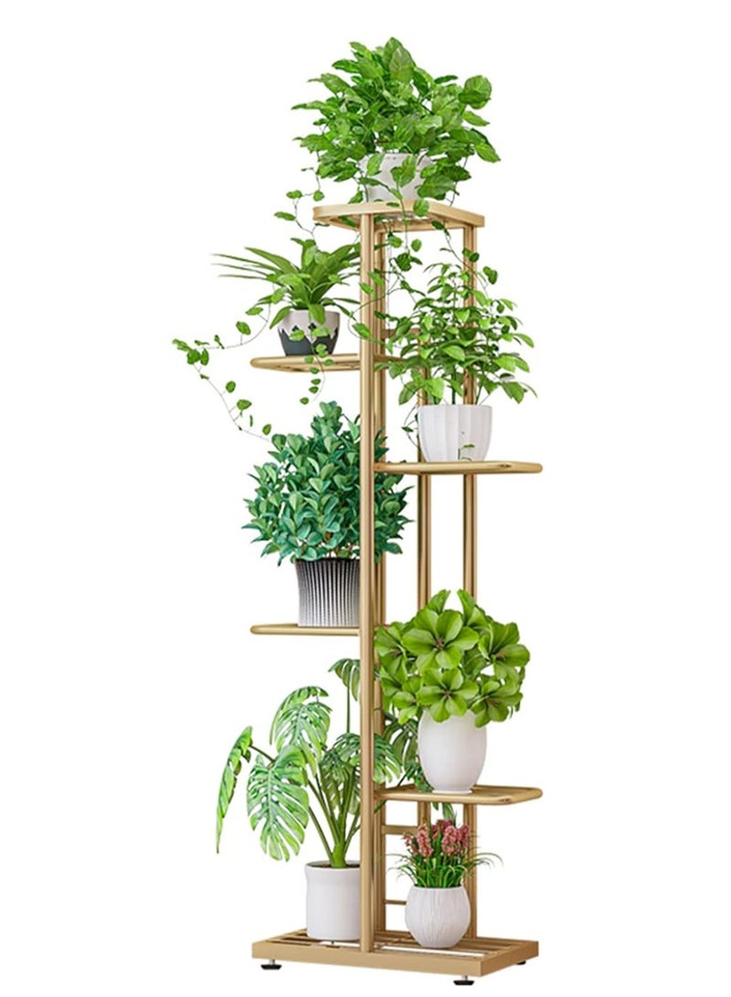 Generic Metal Plant Stand Indoor Outdoor, 6-Tier Multiple Flower Planter Shelf Organizer Rack Golden  - Image 1