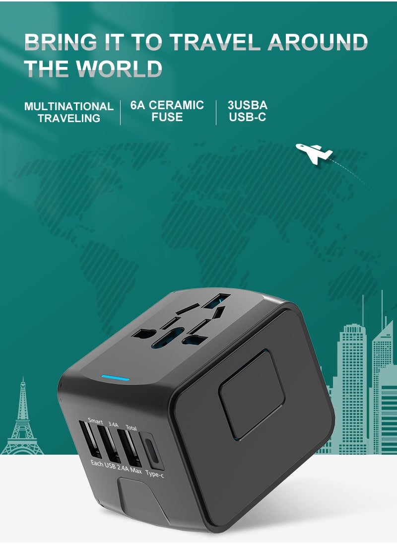 mriya Universal Travel Adapter with Multi-USB and Type-C Port with Overcurrent Protection  - Image 3