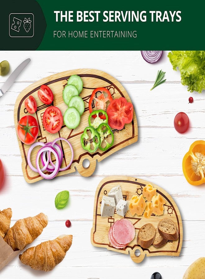 Egoou Camper Bamboo Cutting Board Set for RV Kitchen Accessories 2 Pieces, RV Wood Chopping Board Set with Juice Grooves, Hang Hole,for Meat Vegetables & Cheese,Camping Gifts RV Decor Camping Decorations - Image 4