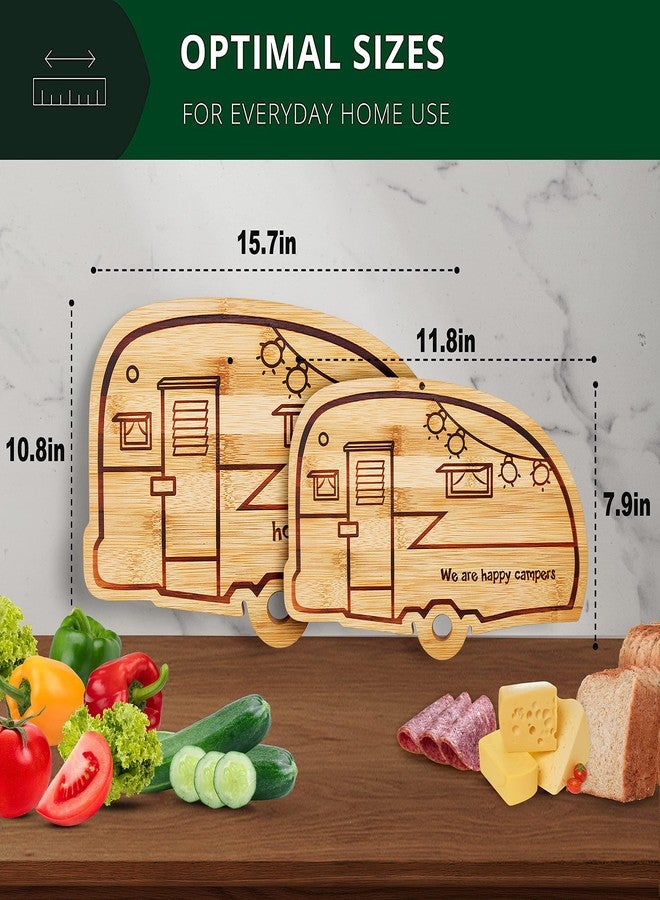 Egoou Camper Bamboo Cutting Board Set for RV Kitchen Accessories 2 Pieces, RV Wood Chopping Board Set with Juice Grooves, Hang Hole,for Meat Vegetables & Cheese,Camping Gifts RV Decor Camping Decorations - Image 3