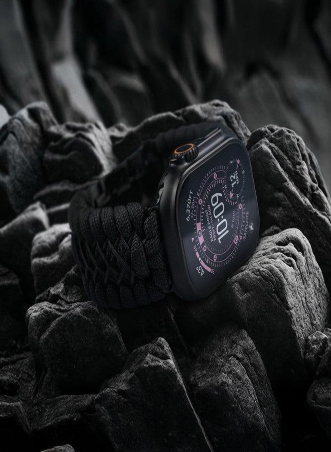Tefeca Titan Series Paracord Band Compatible for Apple Watch 49mm 45mm 44mm 42mm, Ultra/Ultra2 Series 9/8/SE2/7/6/SE/5/4/3/2/1 (Black,XL for 49/45/44/42mm) - Image 3