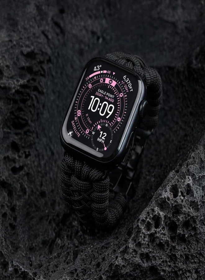 Tefeca Titan Series Paracord Band Compatible for Apple Watch 49mm 45mm 44mm 42mm, Ultra/Ultra2 Series 9/8/SE2/7/6/SE/5/4/3/2/1 (Black,XL for 49/45/44/42mm) - Image 2