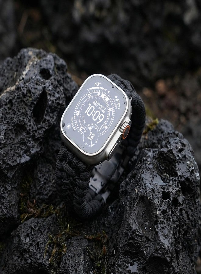 Tefeca Titan Series Paracord Band Compatible for Apple Watch 49mm 45mm 44mm 42mm, Ultra/Ultra2 Series 9/8/SE2/7/6/SE/5/4/3/2/1 (Black,XL for 49/45/44/42mm) - Image 5