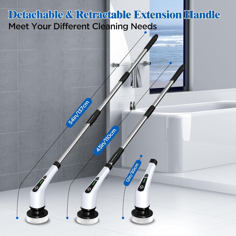 FARI ZLPMARY Electric Spin Scrubber with 8 Replaceable Brush Heads and Adjustable Handle - Image 3