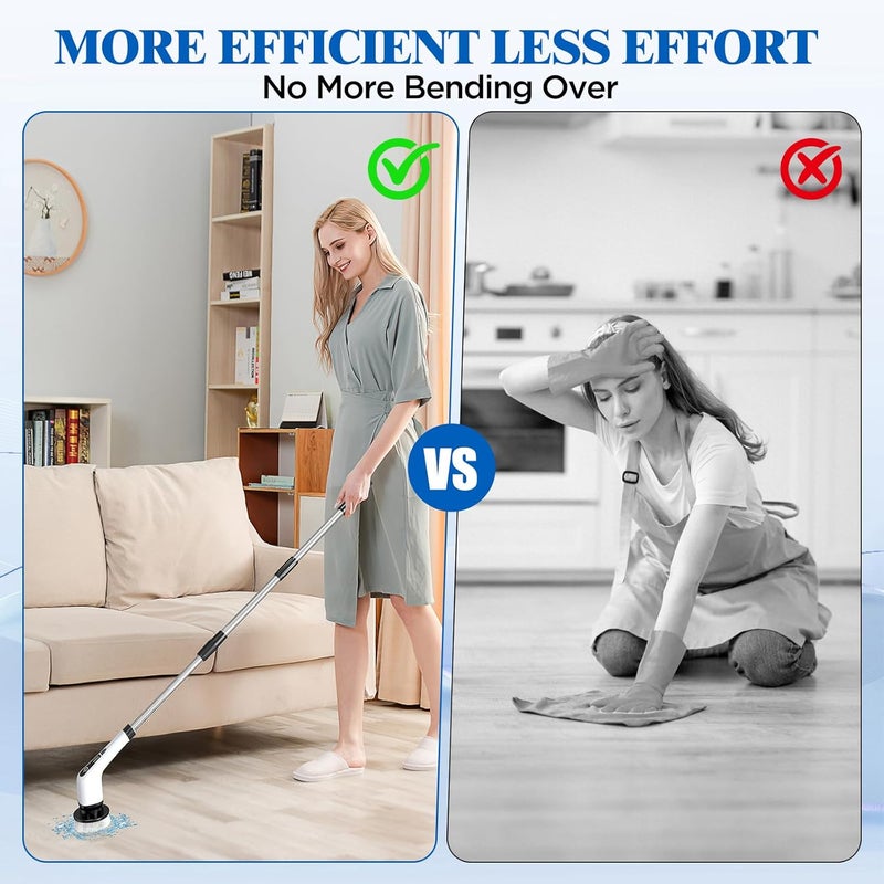 FARI ZLPMARY Electric Spin Scrubber with 8 Replaceable Brush Heads and Adjustable Handle - Image 2
