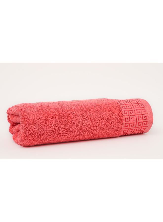 White Rose Towel GREEKY S - 500 GSM - 100% Cotton Terry - Jacquard Border- 1 Bath Sheet 85x160 cm- Luxury Touch - Extra Absorbent-Peach  - Image 5