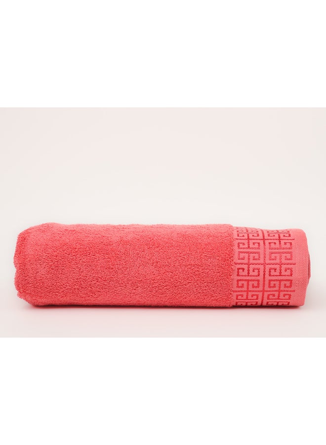 White Rose Towel GREEKY S - 500 GSM - 100% Cotton Terry - Jacquard Border- 1 Bath Sheet 85x160 cm- Luxury Touch - Extra Absorbent-Peach  - Image 3