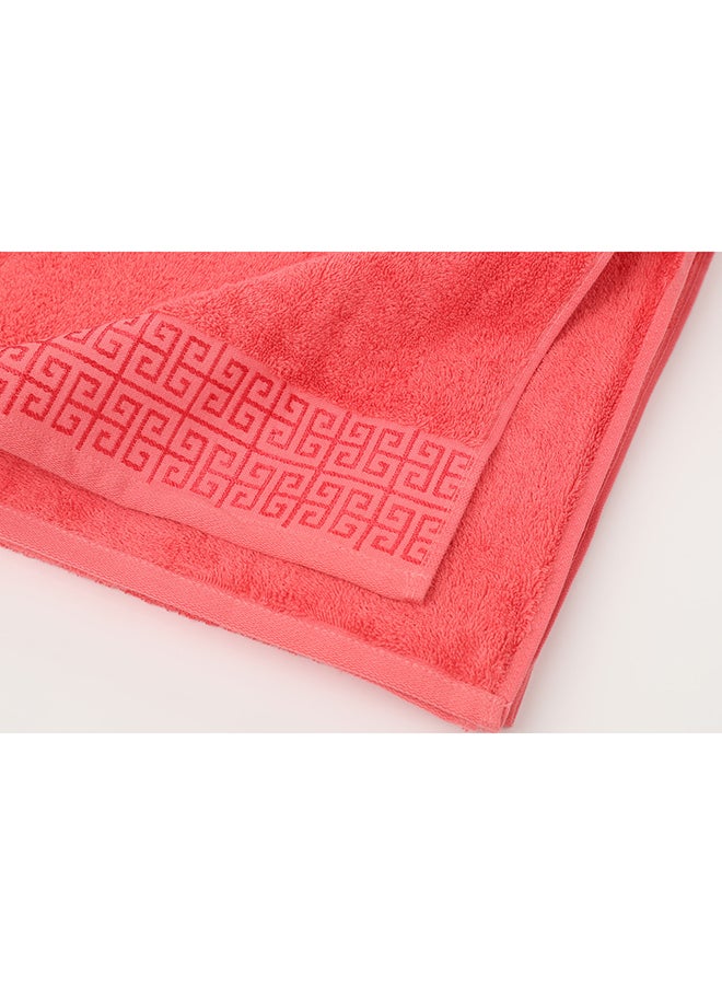 White Rose Towel GREEKY S - 500 GSM - 100% Cotton Terry - Jacquard Border- 1 Bath Sheet 85x160 cm- Luxury Touch - Extra Absorbent-Peach  - Image 4