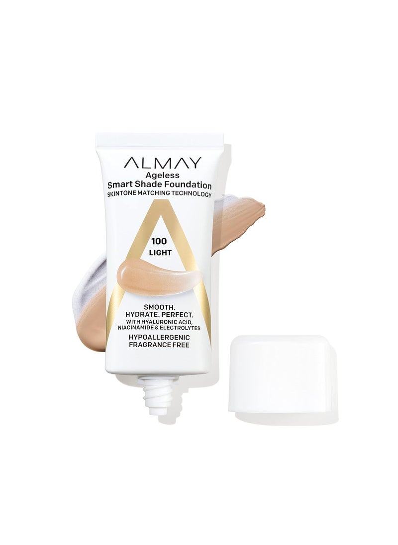 Almay Almay AntiAging Foundation Smart Shade Face Makeup with Hyaluronic Acid Niacinamide Vitamin C  E HypoallergenicFragrance Free 100 Light 1 Fl Oz Pack of 1 