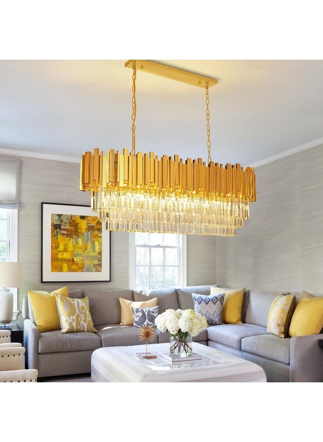 Generic Modern Crystal Chandelier for Dining Room Luxury 10-Lights Gold Chandeliers Contemporary Kitchen Island Chandeliers Oval Ceiling Hanging Lights for Living Room Foyer Hallway  - Image 2