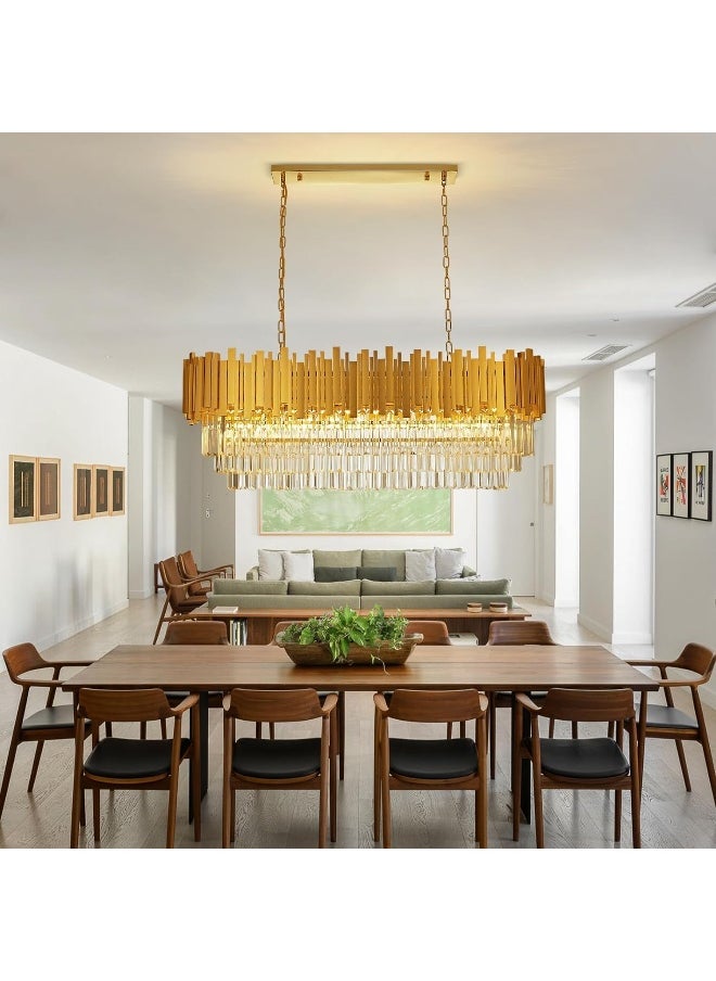 Generic Modern Crystal Chandelier for Dining Room Luxury 10-Lights Gold Chandeliers Contemporary Kitchen Island Chandeliers Oval Ceiling Hanging Lights for Living Room Foyer Hallway  - Image 3