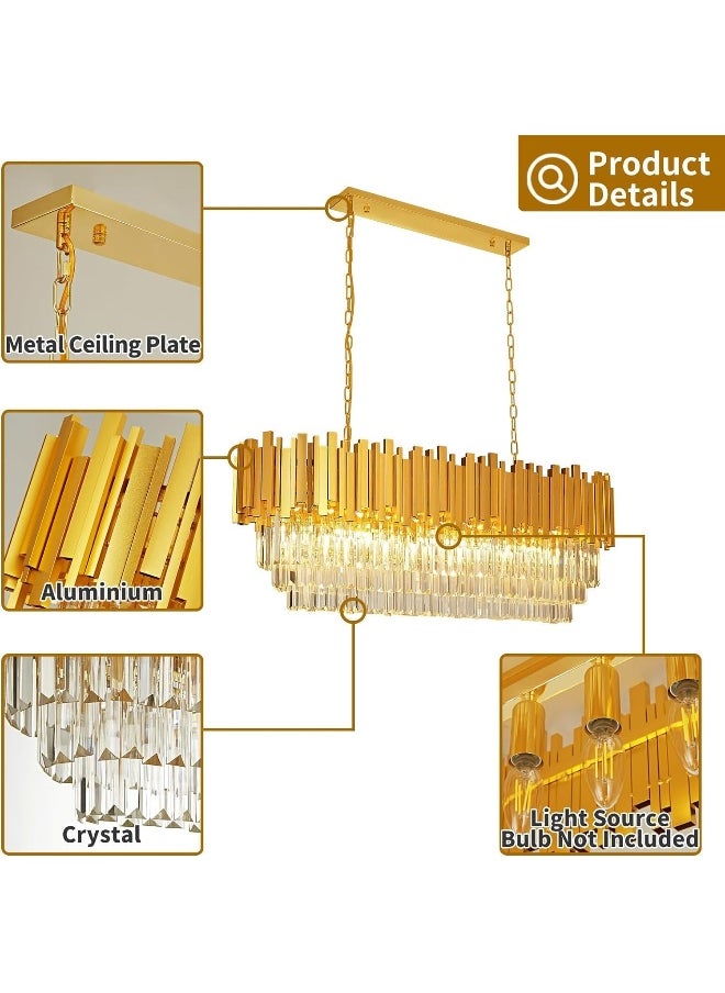 Generic Modern Crystal Chandelier for Dining Room Luxury 10-Lights Gold Chandeliers Contemporary Kitchen Island Chandeliers Oval Ceiling Hanging Lights for Living Room Foyer Hallway  - Image 5
