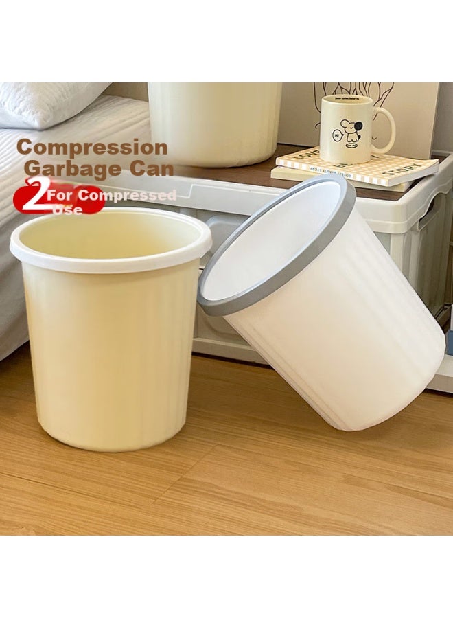 MR. Miaoran Lidless Trash Can With Pressure Ring, 2-pack, 8l Thick Large Capacity, Light Luxury, For Living Room, Kitchen, Bedroom, Bathroom, Wastebasket - Image 1