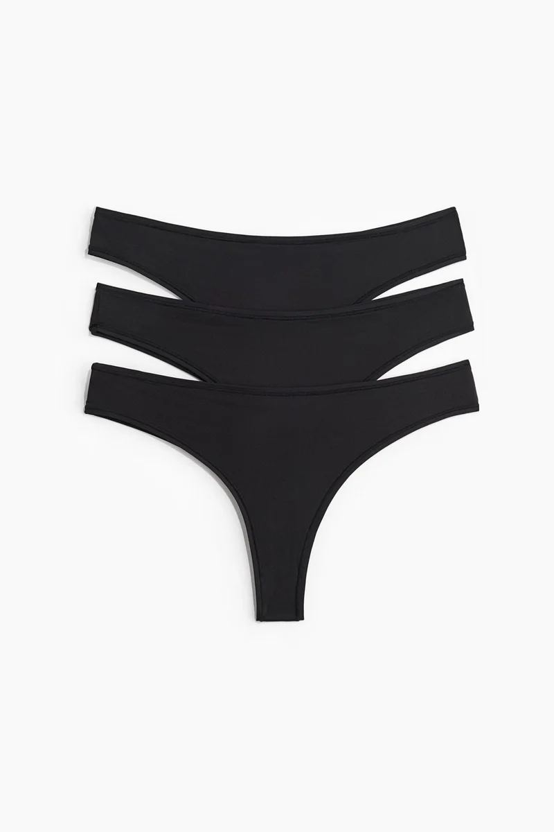 اتش اند ام سروال بقصّة برازيلية من المايكروفايبر- عبوة من 3 قطع