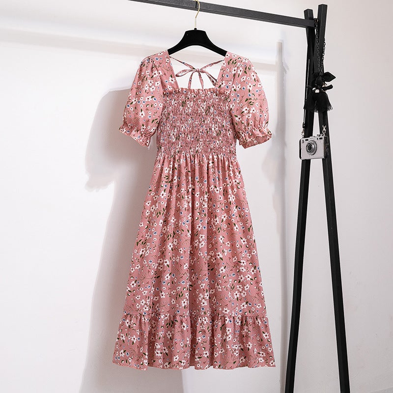 French Design Floral Midi Dress Summer Lotus root starch 