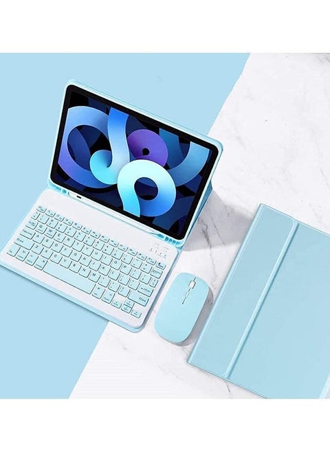 Galaxy Tab S8 11 2022 case with Keyboard and Mouse Arabic and English with Detachable Wireless Bluetooth Keyboard Leather Stand with Pencil Holder