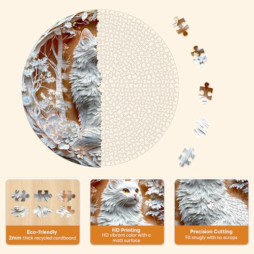 Masseruon 1000 Piece Puzzle for Adults 266 266in Cat Puzzle for Adults 1000 Pieces Flat Puzzles with 3D Visual Effect When Completed Adult Puzzles Games - Image 5