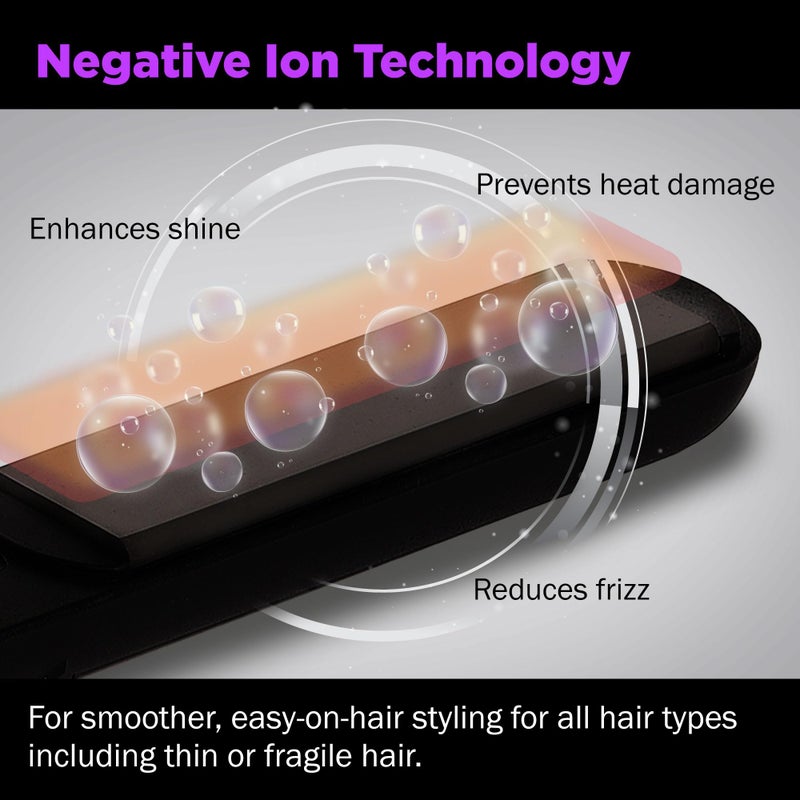 Herstyler Forever Straightening Flat Iron | Travel Friendly Dual Voltage 1.25 inch | Ceramic Hair Straightener For Silken Hair | Negative Ion Technology To Fight Frizz | Beautiful In Black - Image 4