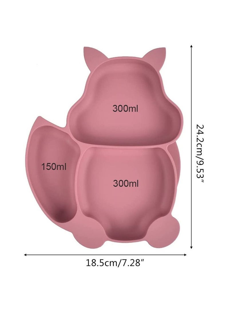 Loquat Baby Silicone Plate Adsorbable with Spoon and Fork Set Children's Split Chuck Self-Feeding Training BPA Free Baby Dinner Plates Microwave Dishwasher safe - Image 2