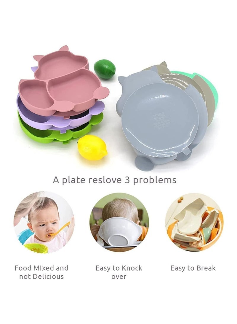 Loquat Baby Silicone Plate Adsorbable with Spoon and Fork Set Children's Split Chuck Self-Feeding Training BPA Free Baby Dinner Plates Microwave Dishwasher safe - Image 5