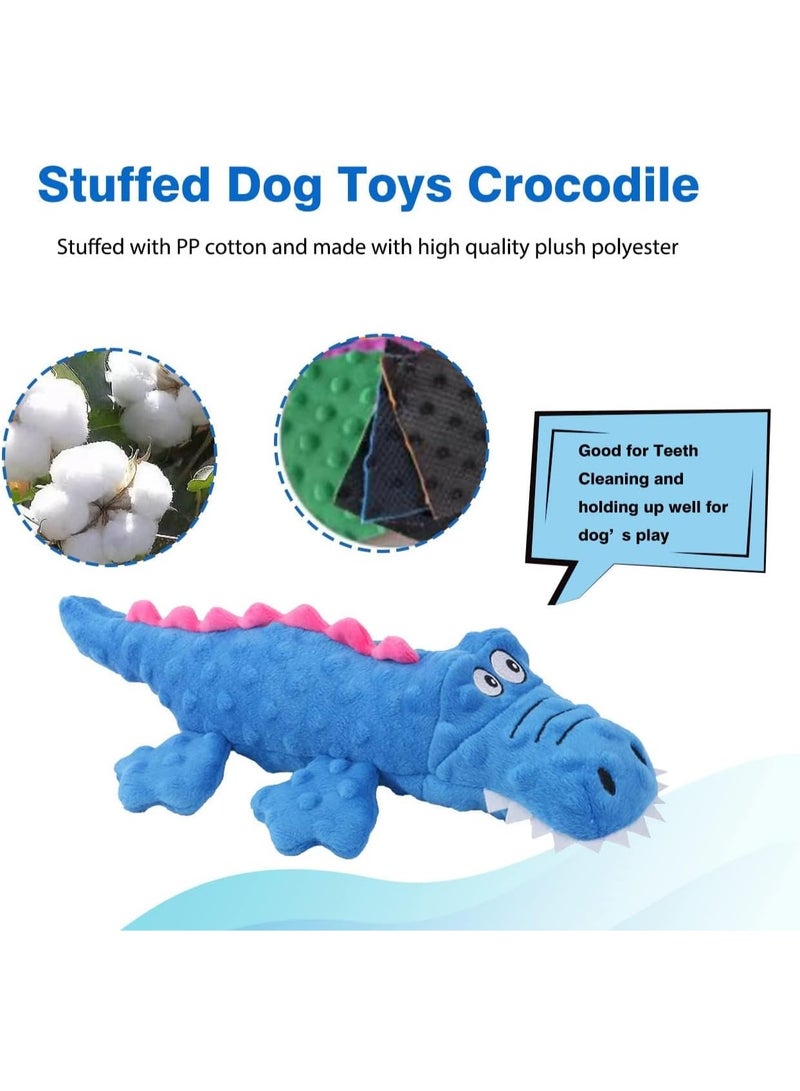 2 Pack Dog Squeaky Toys, Cute Stuffed Plush Dog Chew Toys for Puppy Teething, Durable Interactive dog toys for Small, Medium and Large(Blue+Purple, Crocodiles) - Image 3
