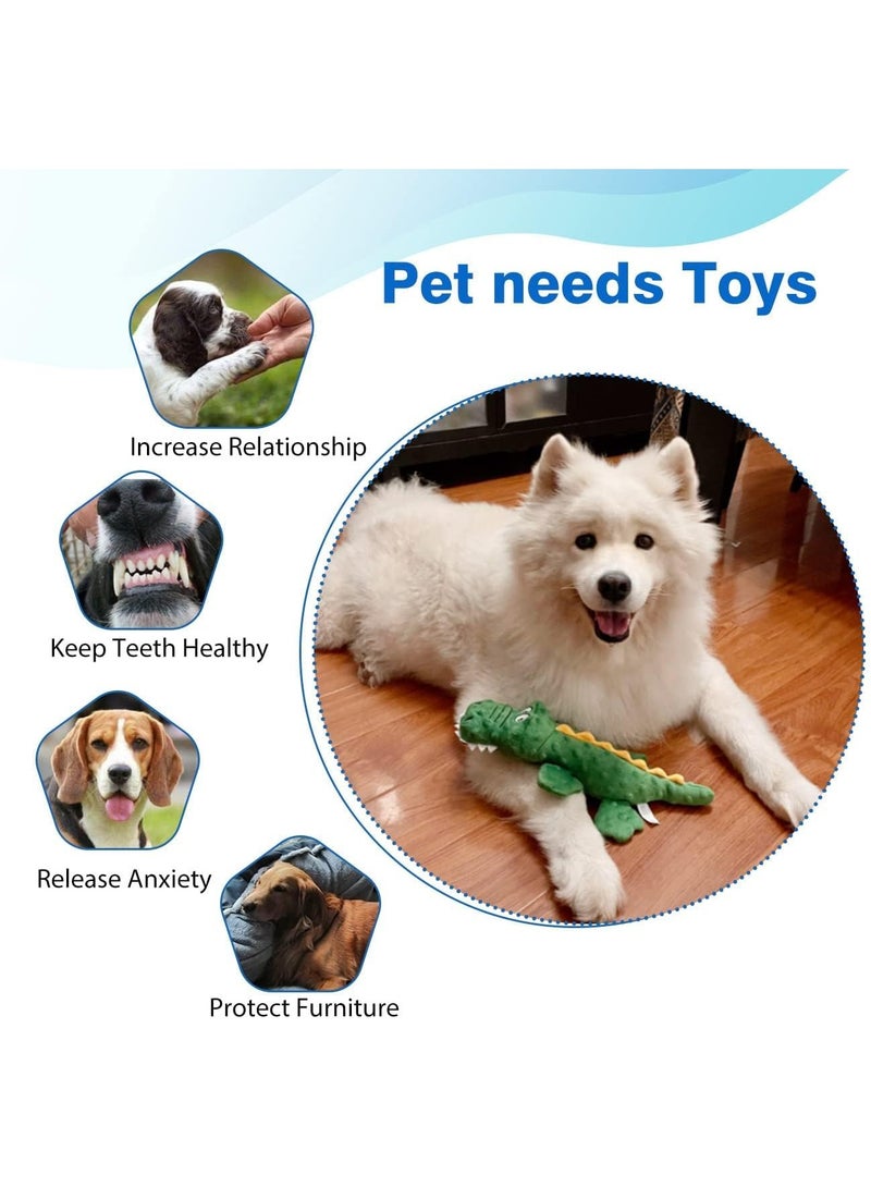 2 Pack Dog Squeaky Toys, Cute Stuffed Plush Dog Chew Toys for Puppy Teething, Durable Interactive dog toys for Small, Medium and Large(Blue+Purple, Crocodiles) - Image 5