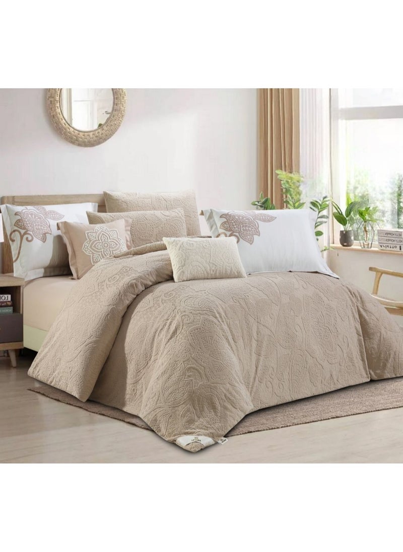 Hours - Hours comforter set with soft, silky jacquard fabric and a modern and distinctive pattern that satisfies all tastes 8 pieces king size - Image 1