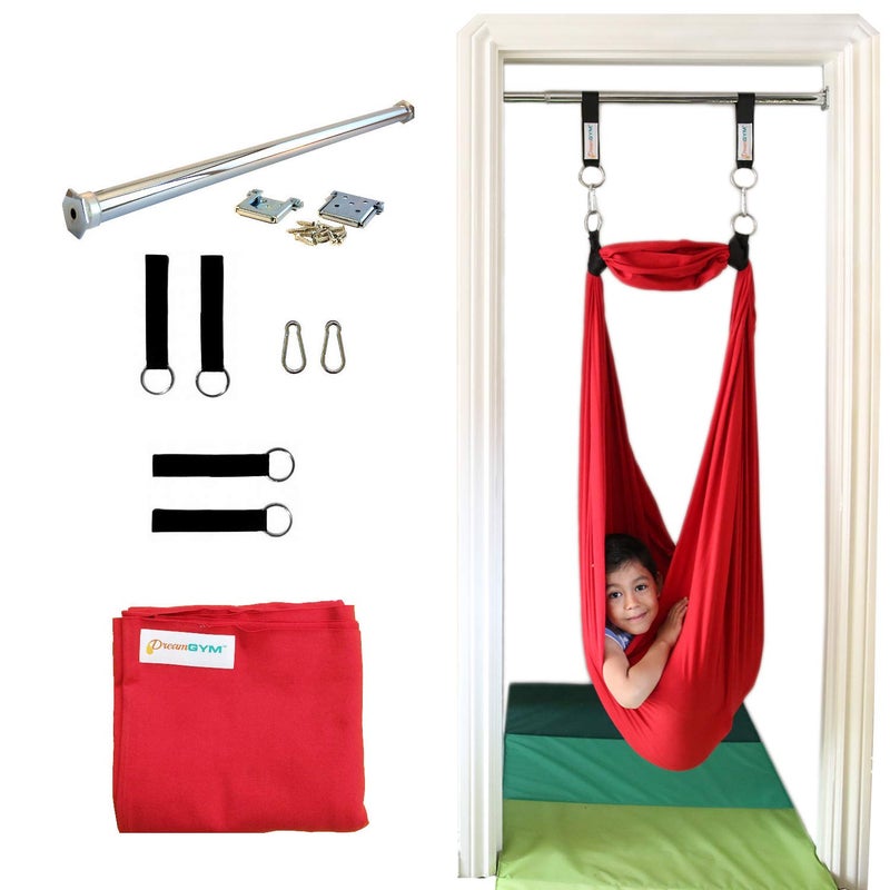 DreamGYM DreamGYM Doorway Sensory Swing  Red Therapy Compression Swing  95 Cotton 