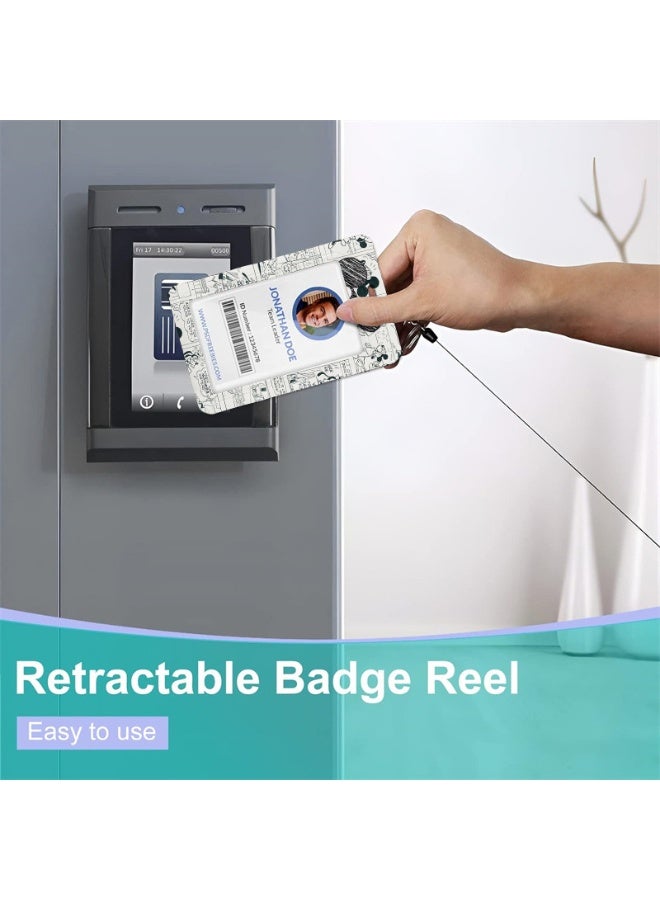 ديزني حامل بطاقة هوية بلاستيكي 3 في 1 بتصميم ديزني ميكي، بخلفية شبكية بالأبيض والأسود، مع حبل تعليق، وبكرة قابلة للسحب، وسلسلة مفاتيح، ووصلة تمديد - مناسب للعمل، والطلاب، والحافلات، والأطباء، والممرضين - Image 4