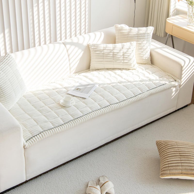Gumfolk Pet Couch Covers for Sofa Slipcovers Couch Protector for Dogs Washable Cushion Cover, Sofa Pad Blanket Furniture, White, 27in*47in - Image 5