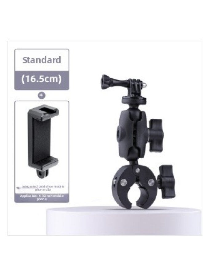 Generic Electric Car Mobile Phone Sports Camera Handlebar Bracket Motorcycle Riding Navigation Bracket Universal Clip Selfie Live Clip-Color:Standard Edition + Integrated Cold Shoe Clip  - Image 1