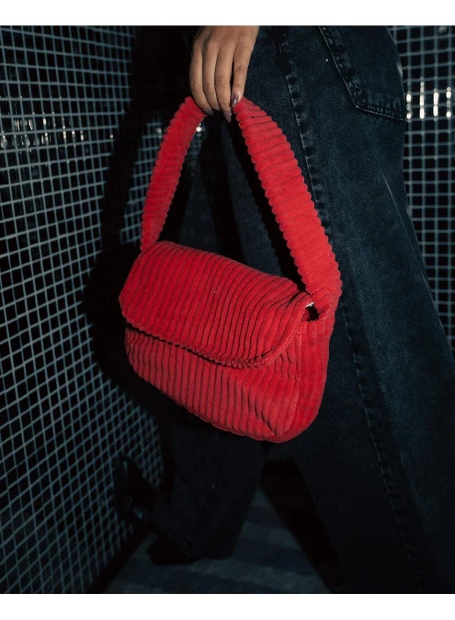 In Your Shoe Watermelon Red Corduroy Bag - Image 2