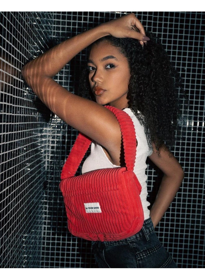 In Your Shoe Watermelon Red Corduroy Bag - Image 1