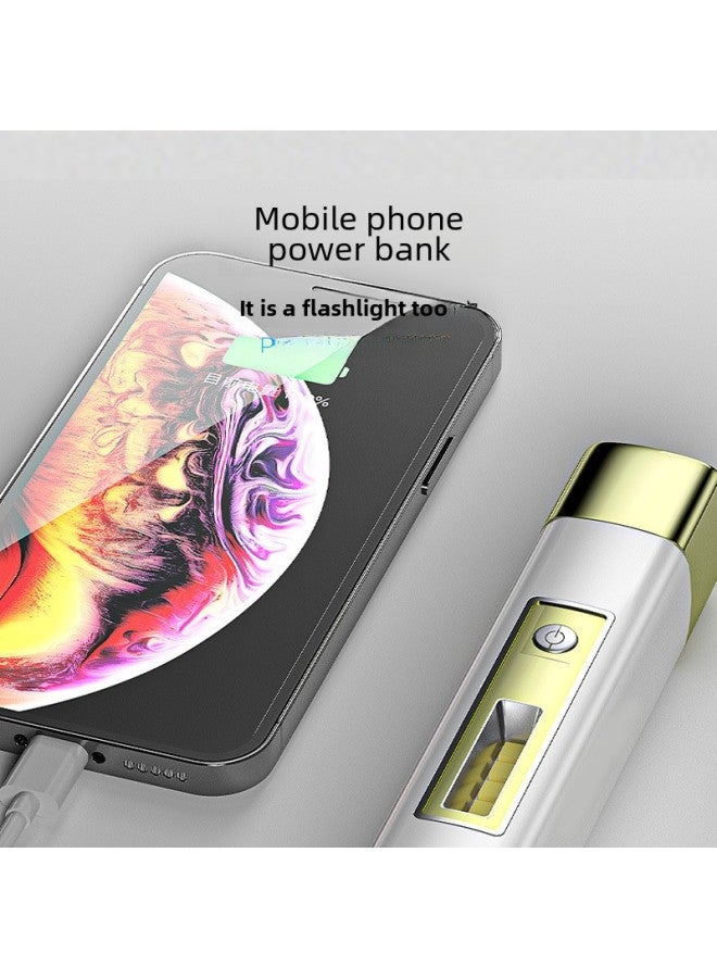 Loquat Mini High-intensity Flashlight Portable Compact Hiking Daily Carry Power Bank Handheld Torch Light Side Illumination-Color:867a-gold - Image 4