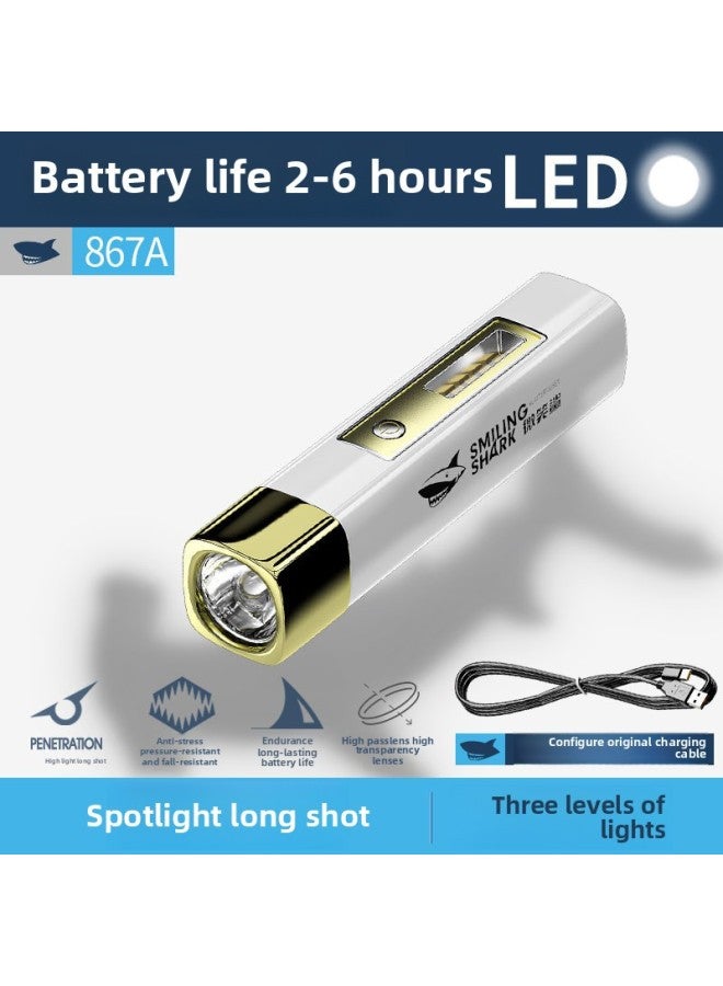 Loquat Mini High-intensity Flashlight Portable Compact Hiking Daily Carry Power Bank Handheld Torch Light Side Illumination-Color:867a-gold - Image 1